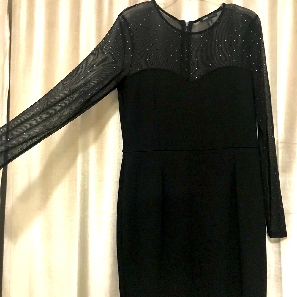 MNG Black Sheer Mini Cocktail Dress
